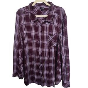 Torrid Womens Plaid Button Shirt Grunge Academia Plus Size 3X Casual Everyday